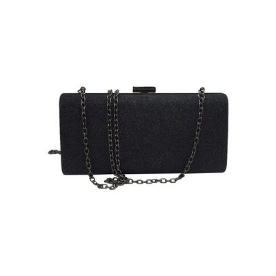 Glitter Black Evening Clutch Bag Buckle Closure For Wedding