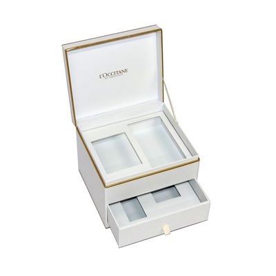 Многофункциональные косметические подарочные коробки 2 яруса с лентой Grosgrain