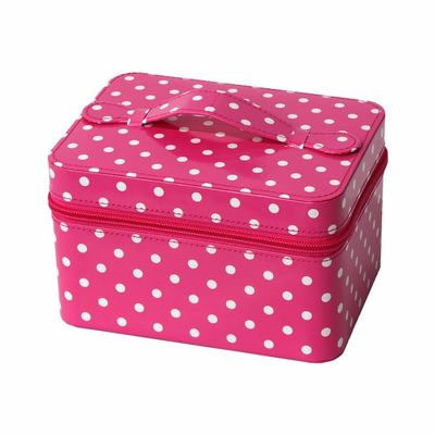 закрытие молнии коробки розовых белых точек 18*13.5*11cm портативное косметическое