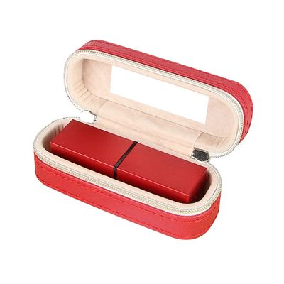 Мини случай 10*4*3.5cm губной помады перемещения PU кожаный с двойным закрытием молнии