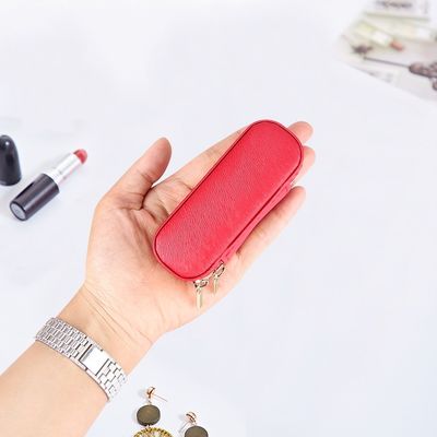 Мини случай 10*4*3.5cm губной помады перемещения PU кожаный с двойным закрытием молнии