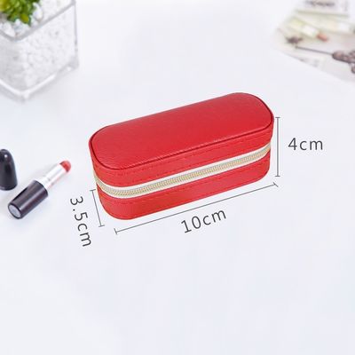 Мини случай 10*4*3.5cm губной помады перемещения PU кожаный с двойным закрытием молнии