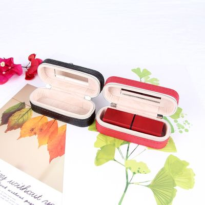 Мини случай 10*4*3.5cm губной помады перемещения PU кожаный с двойным закрытием молнии