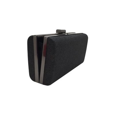 Glitter Black Evening Clutch Bag Buckle Closure For Wedding