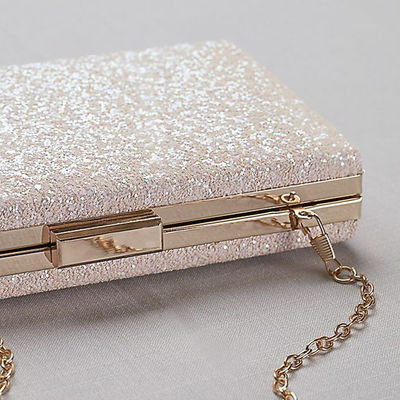 Glitter Black Evening Clutch Bag Buckle Closure For Wedding